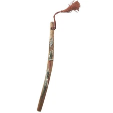 Miniature Japanese Samurai Sword Letter Opener Hand-Painted Wooden Sheath Tassel