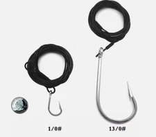 Shark Rig Stainless Steel Fishing Hook 400LB Nylon Coated Cable Leader Rigging