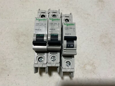 2x Schneider Electric C60 Multi 9 Circuit Breaker 10A 240V-60V 1-Pole NOS unused