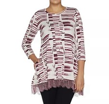 LORI GOLDSTEIN RAYON 230 LACE HEM TOP XL/0X FEMININE COQUETTE GLAMOUR MOB WIFE