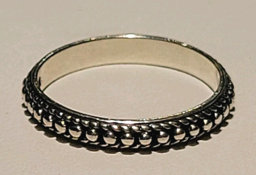 925 Sterling Silver Bead Design Stackable Band Ri… - image 7