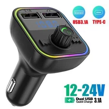 Car Wireless Bluetooth FM Transmitter MP3,USB,TYPE C,PD Charger Adapter New L9F6