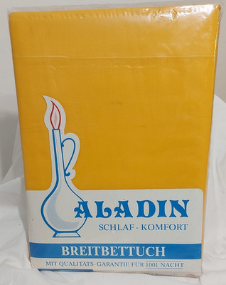 Vintage Retro orange Queen Size flaches Laken 100 % Baumwolle 94'' x 102'' neu aus altem Lagerbestand Aladin