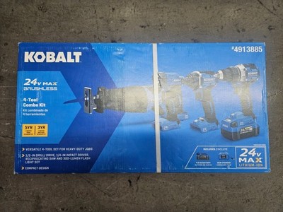 Brand NEW Kobalt 24V Brushless Power 4-Tool Combo Kit 4913885 Compact Design