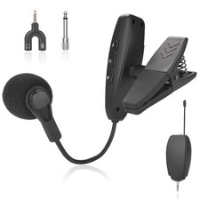 Wireless Instrument Microphone,UHF Clip Condenser Mic,for Horns,Trumpets,Clar...