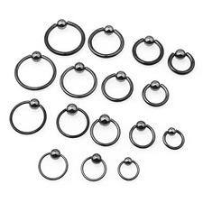 1,2 mm-2,4 mm Titan Black Klemmkugelring mit Hämatit-Kugel Lippe Intim Piercing