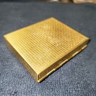 Vintage Gold-Tone Basketweave Powder Compact Mirror Puff Blue Faille Back Deco — photo 5