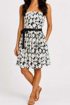 Barbara Black Dress 38 M Black White Womens Young Couture Bandeau NP 259 New