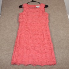 Jessica Simpson Coral Pink Tiered Floral Lace Sleeveless Sheath Dress Size 2