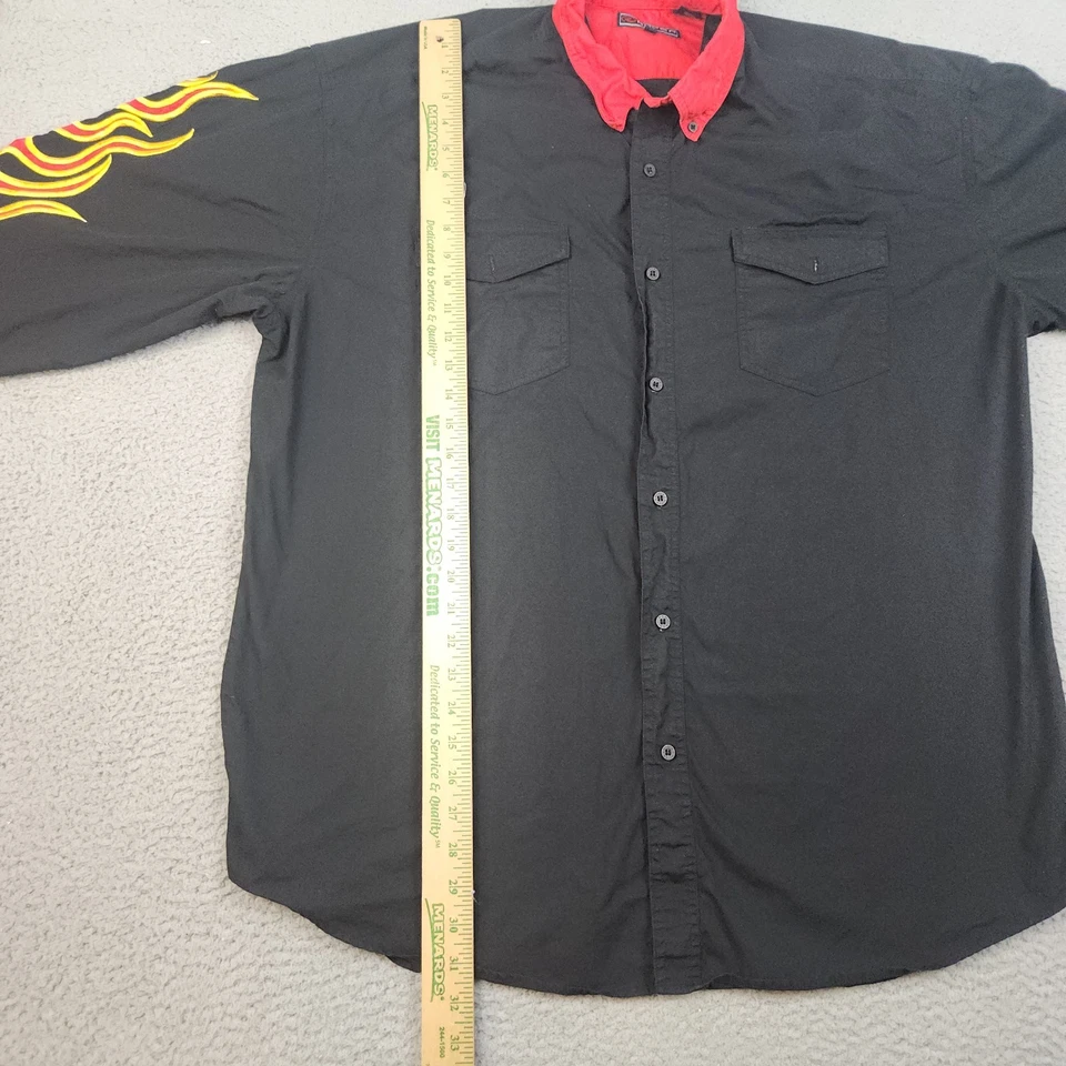 Camisa Rodeo ROPER Para Hombres 2XL Western De Colección Wrancher Rojo Amarillo Llamas Cepillo Foto 4 de 4