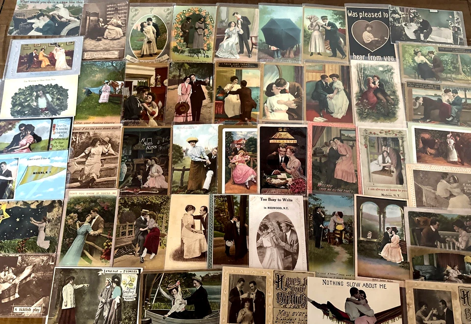 Huge LOT of 57 Early 1900's~SENTIMENTAL Lovers COURTSHIP~Romance POSTCARDS-k537 - Image 2 of 4
