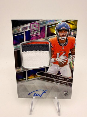 #ad 2024 Panini Spectra Troy Franklin RPA Rookie Patch Auto Hyper Prizm 18 70 RC $40.00