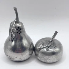Kirk Stieff Pewter Apple Pear Salt and Pepper Shakers #560 READ