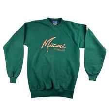 Vintage Miami Hurricanes Big East Sweatshirt M Green Crable Sportswear USA Made