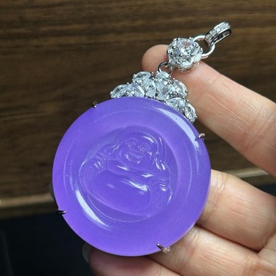 inlay Nature ice Burmese Jade Jadeite Carved Buddha lucky Pendant&Necklaces