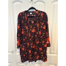 Old Navy Black Floral Boho Dress Size Medium
