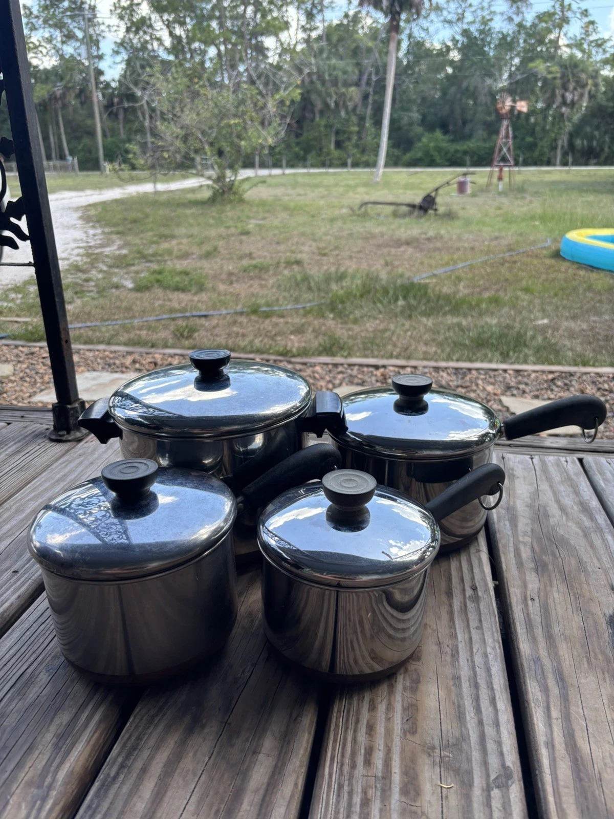 REVERE WARE Copper Bottom Cookware Set 1 1/2qt, 2qt, 3qt, 5qt Pots Lids W/ Lids