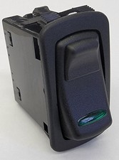 L24D1BW6J-PJR00-0 DPDT On-On Locking Rocker, Black Lock, Green Bar Lens