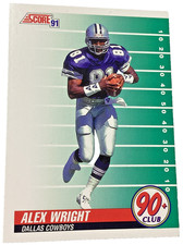1991 Score #327, Alex Wright, Wide Receiver, Dallas, Ungraded