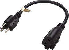 Short Extension Cord 1 Ft 12 Inches, 16AWG 3 Prong Male to Female Outlet Saver-