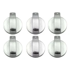 New Silver 6pcs Gas Stove Knobs Cooker Oven Kitchen Control Metal Replace