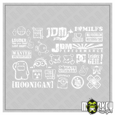 25teilig JDM Aufkleber Set 1:10 RC Tuning Sticker Drifter Japan Modellbau weiß