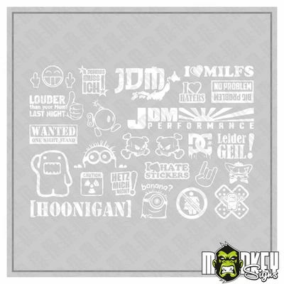 25teilig JDM Aufkleber Set 1:10 RC Tuning Sticker Drifter Japan Modellbau weiß