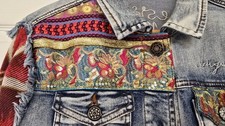 Desigual Denim Jacket with woven sleeves.  Festival style vgc