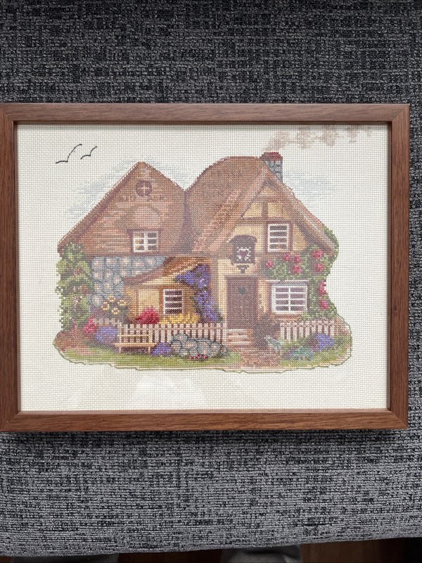 Country Cottage Hand Made Counted Cross Sitched And Professionally Framed
