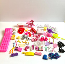 Vtg Barbie Accessories Lot Kitchen Sports Hat Pool Float Dishes Boom Box 100 pcs