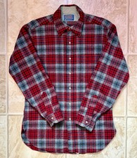 Vintage Pendleton Virgin Wool Flannel Shirt USA Made Red Blue Plaid M