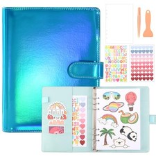 Reusable Sticker Book Collecting Album,A5 PU Sticker Collecting Book with blue