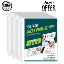 100 Pack Sheet Protectors 8.5 x11 Inch Clear Page Protectors for 3 Ring Binder