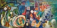 MAGIC CARDS - Large Original Abstract Acrylic Painting on Cotton Canvas