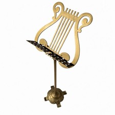 Vintage Brass Music Stand Lyre Ornate Telescopic Floor Sheet Music Holder Gold