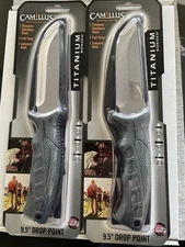 TWO Camillus 9.5" Titanium Bonded Drop Point Hunter Fixed Blade Knife (2 Knives)