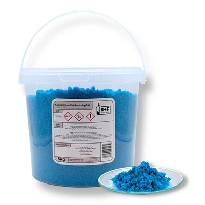 S+F CHEMIE-SHOP 5 kg - Kupfersulfat (CuSO₄·5H₂O) Kupfervitriol | Pool / Garten / Landwirtschaft