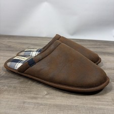 Dearfoam Men's Brown Scuff Slippers Size 11-12  Indoor Outdoor Slip-On Comfort