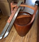 Vintage Mid Century 19.5” Tall Dansk Ice Bucket Orange Insert Teak W/ Tongs MCM — photo 2