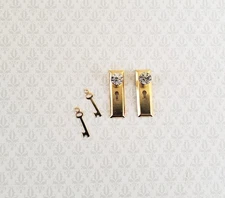 Dollhouse Miniature Doorknobs Handles Gold with Crystal Knobs Metal 1:12 Scale