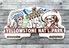 VINTAGE 12x6.5" YELLOWSTONE NAT'L. PARK GAS OIL  PORCELAIN LICENSE PLATE SIGN