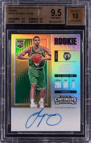 Jayson Tatum Contenders Prizm Rookie Ticket Auto BGS 9.5 True Gem 💎💥 Autograph