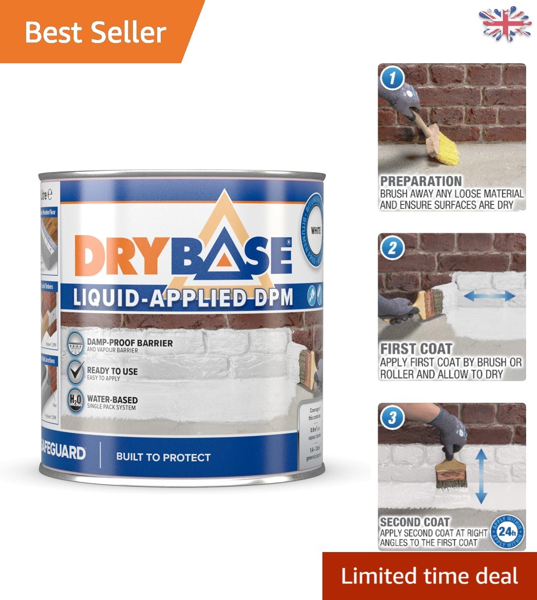 Versatile 1L Damp-Proof Membrane - Fast-Drying Solution for Multiple Surfaces
