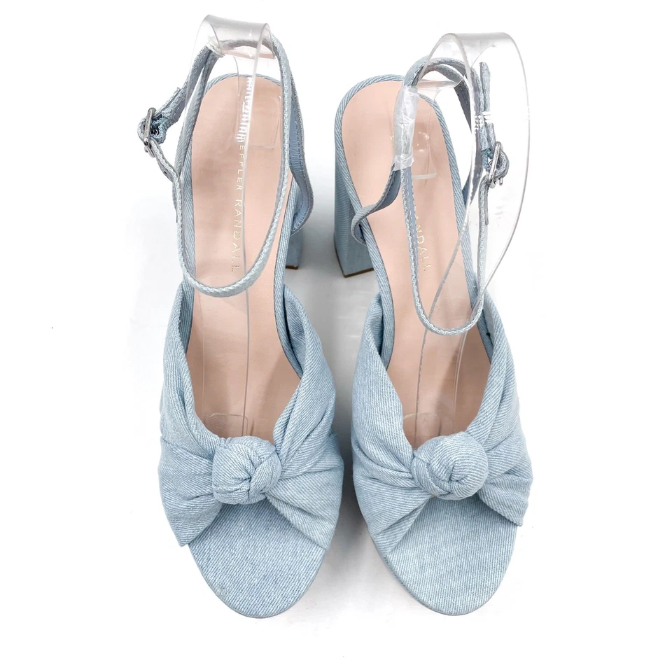 Sandalias de plataforma Loeffler Randall Roz azul denim nudo tacones correa para el tobillo talla 8,5 Foto 4 de 4