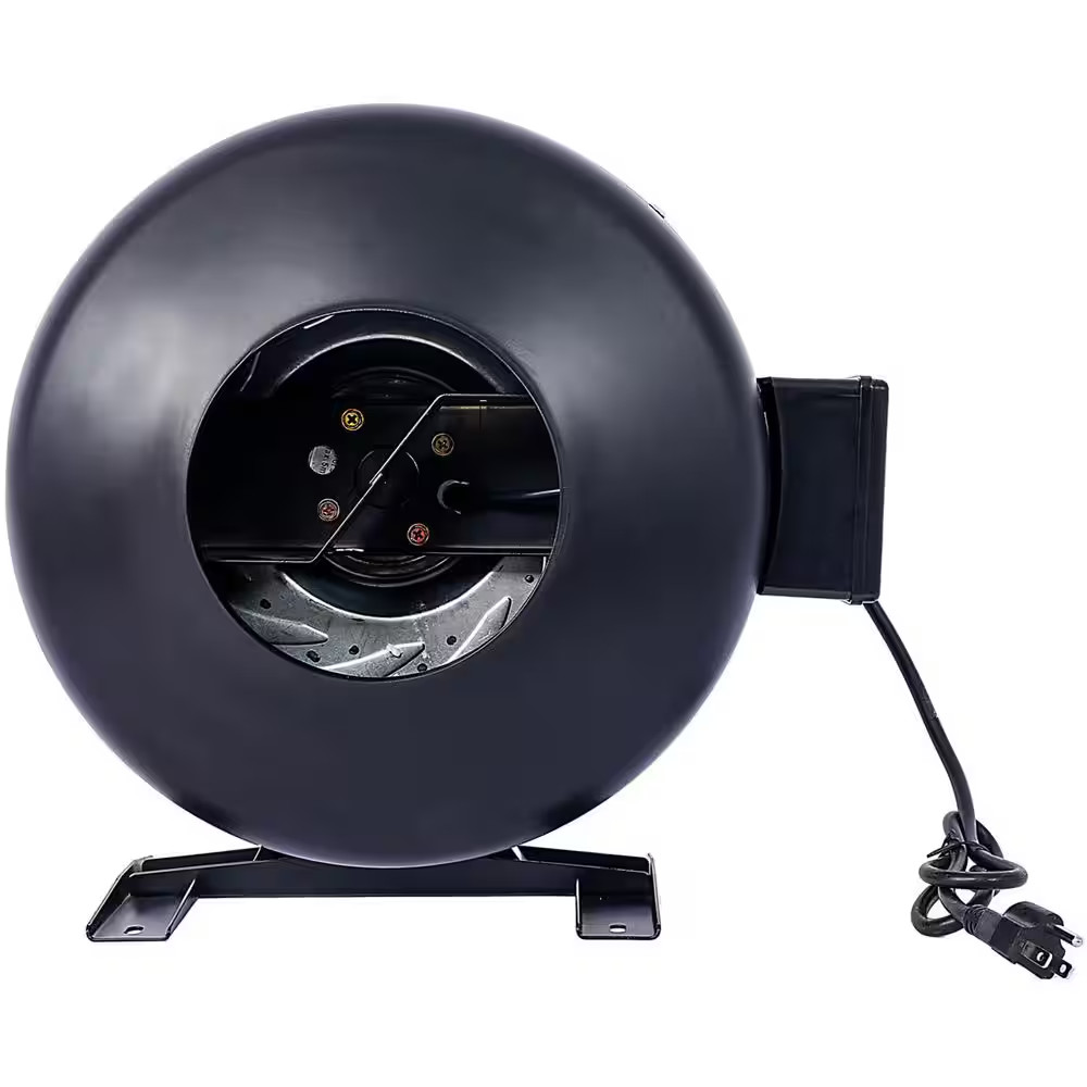 9 In. 412 CFM Duct Inline Ventilation Floor Fan in Black with Air Circulation Ve