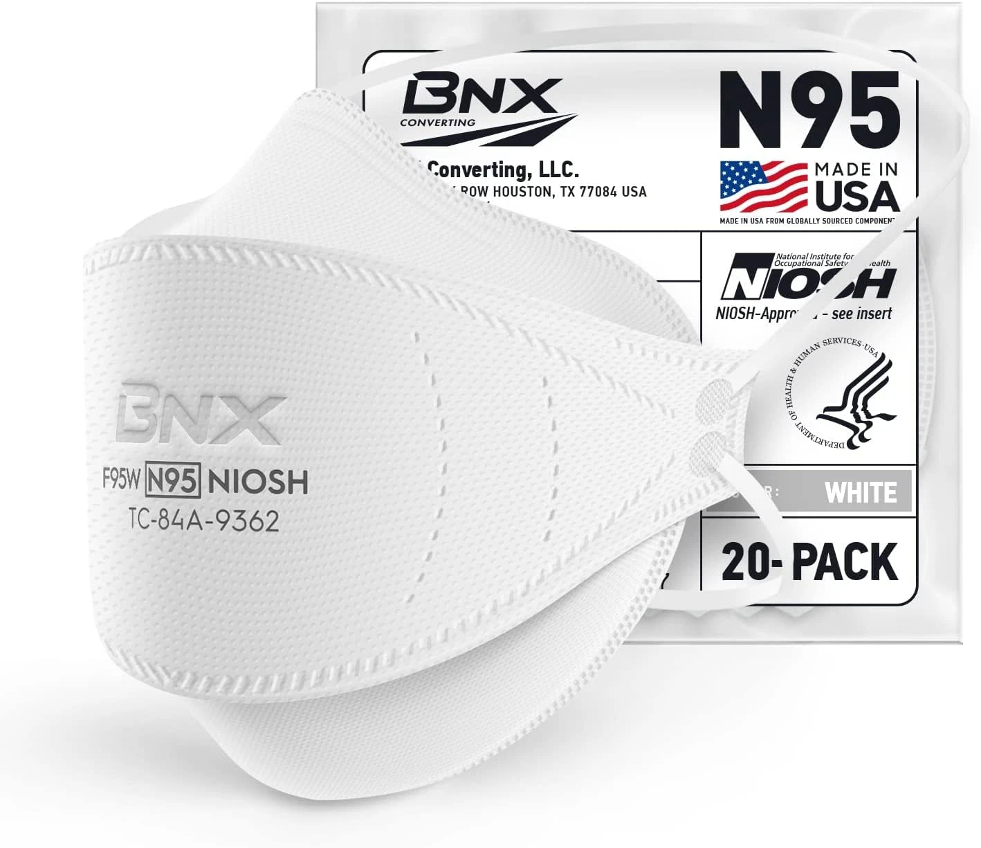 N95 Mask NIOSH Certified MADE in USA Particulate Respirator Protective Face Mask