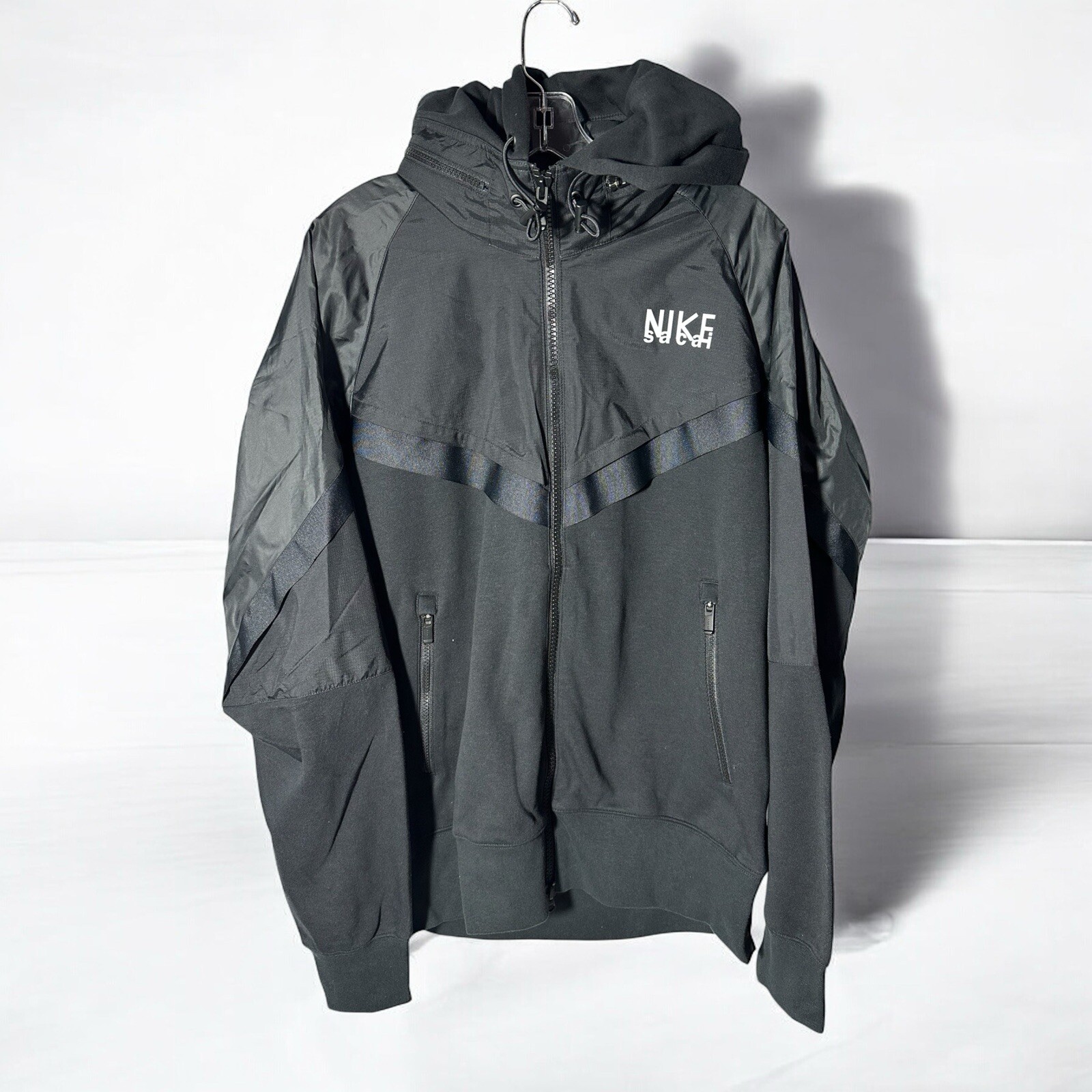 SACAI X NIKE Felpa con cappuccio e zip intera uomo taglia 2XL Nike x Sacai 'Nero' DQ9029 010