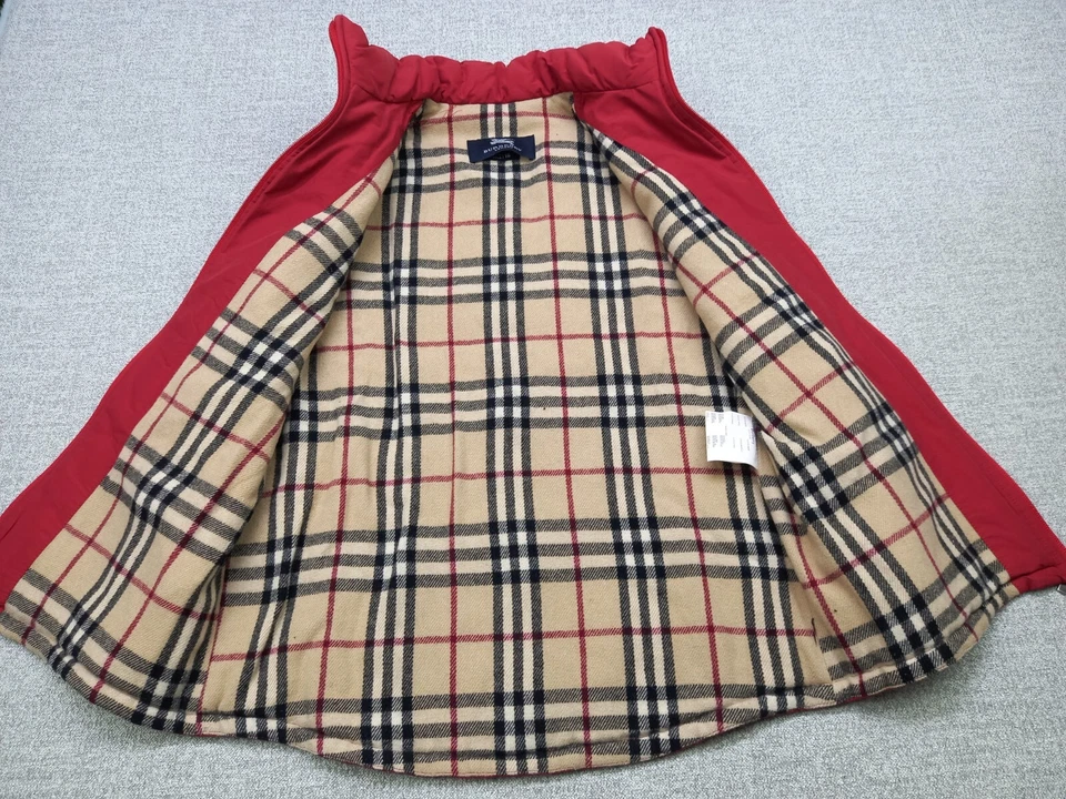 burberry Boys Gilet Vest Nova Check  Red Puffer Sleeveless Zipper Jacket Size 16 - Image 2 of 4
