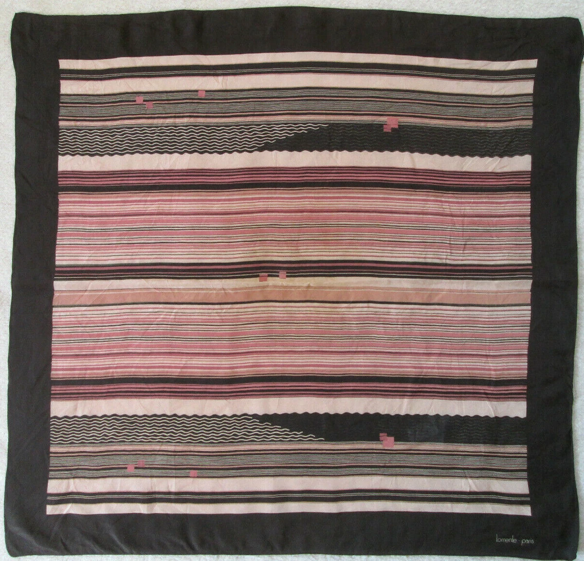 Foulard En Soie TORRENTE Paris Motif Automne Chêne Glands - Occasion - Élégant