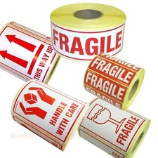 Quality Printed Labels on a Roll - FRAGILE / HANDLE WITH CARE / THIS WAY UP